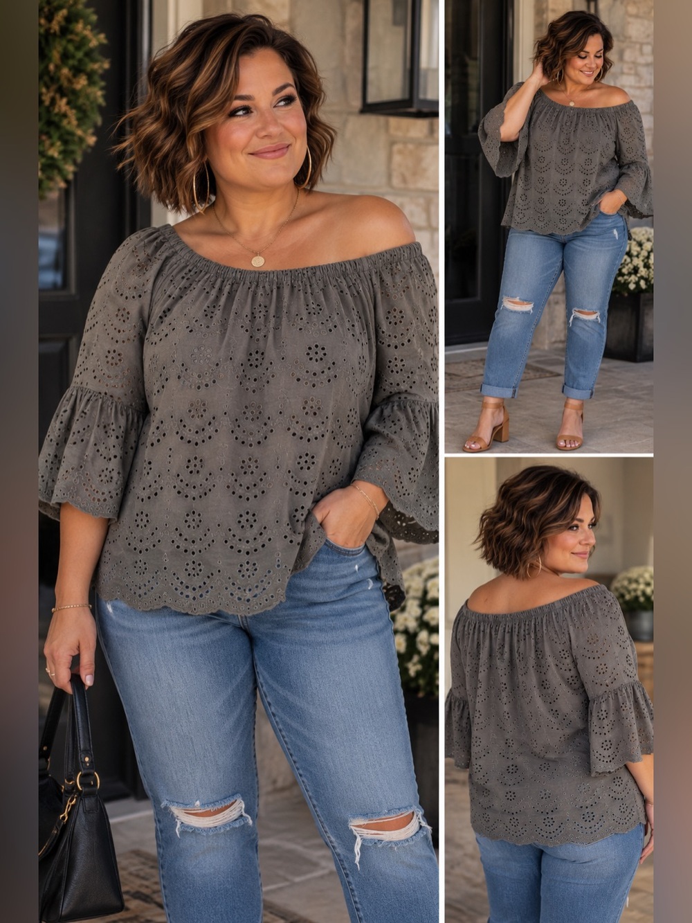 Lucky Brand Eyelet Off-Shoulder Blouse